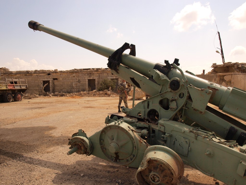 Weaponry at the site of the old Khiam prison. The prison was run by the South Lebanon Army (SLA) and held those accused of fighting Israeli soldiers during the occupation.